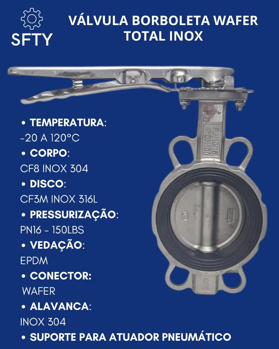 Válvula Wafer Borboleta 3 Polegadas Aço Inox Vedação Epdm - Imagem 5